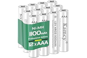 KAMCY AAA Batteries Rechargeable – 1100mAh Ultra High Capacity Triple AAA Batteries, 1.2V Ni-MH Household Batteries, Pre-Charged for Long-Lasting Power – 12 Pack