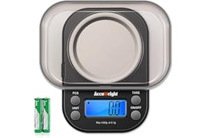 AccuWeight Gram Scale with 1000g/0.1g High Precision Mini Coffee Scale for Weed Jewelry Scale with 6 Units, Tare, Calibration PCS Function and Backlit