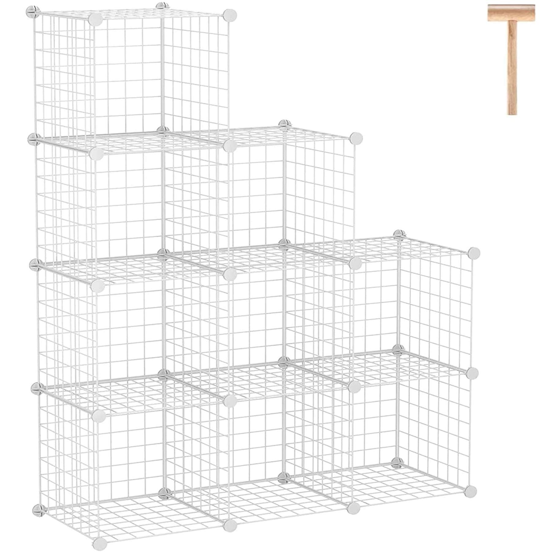 Photo 1 of C&AHOME Wire Cube Storage, 9-Cube Organizer Metal, Wire C Grids Storage, Storage Bins Shelf, Modular Bookshelf, Closet Cabinet Ideal for Home, Living Room, Office 36.6”L x 12.4”W x 48.4”H White
