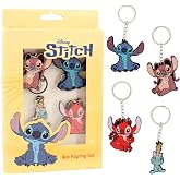 Disney Lilo and Stitch Keychain Set - 4 Pack Keyring Bag Charm Including Angel Leyroy Scrump Characters Gifts for Girls Backpack Accessories