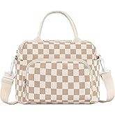 GASSDA Lunch Box for Women Insulated Lunch Bag Women Adult Cute Lunch Bags Reusable Lunchbox Cooler Tote Bag for Work Picnic (Beige-Brown Plaid)
