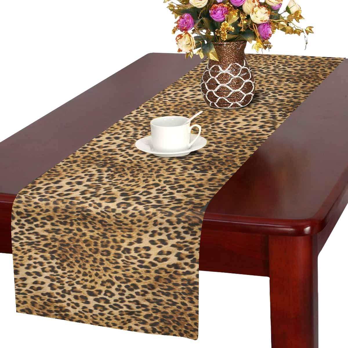InterestPrint Leopard Skins Colorful Wild Animal Print Table Runner Linen & Cotton Cloth Placemat Home Decor for Kitchen Dining Wedding Party 16 x 72 Inches