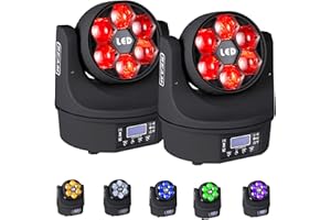 DJXFLI Moving Head Light 6x15W Mini Bee Eye Dj Light RGBW 4in1 LED Stage Lighting Rotate Beam Effect DMX512 Sound Activated for dj bar Parties Wedding Bar Church Show 2 Pack