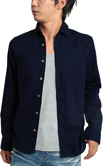 Amazon インプローブス 綿麻シャツ スリムシャツ 綿麻 パナマシャツ Yシャツ メンズ シャツ 通販