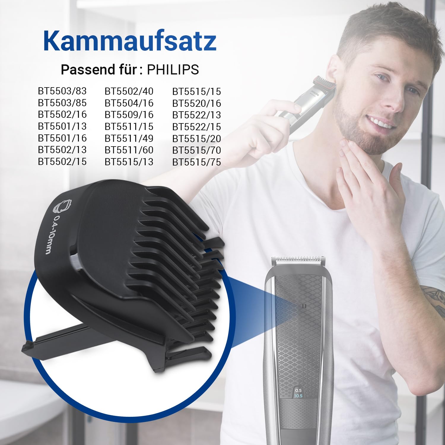VIOKS Kammaufsatz Haarschneider Aufsatz 0,4-10mm Ersatz für Philiрs Ersatzscherkopf 422203633391 - Trimmer Aufsatz für BT55 Philiрs Haarschneidemaschine Bartschneider Haarschneider 2