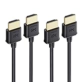 Cable Matters 2-Pack Ultra Thin HDMI Cable 3 ft (Ultra Slim HDMI Cable) 4K Rated with Ethernet