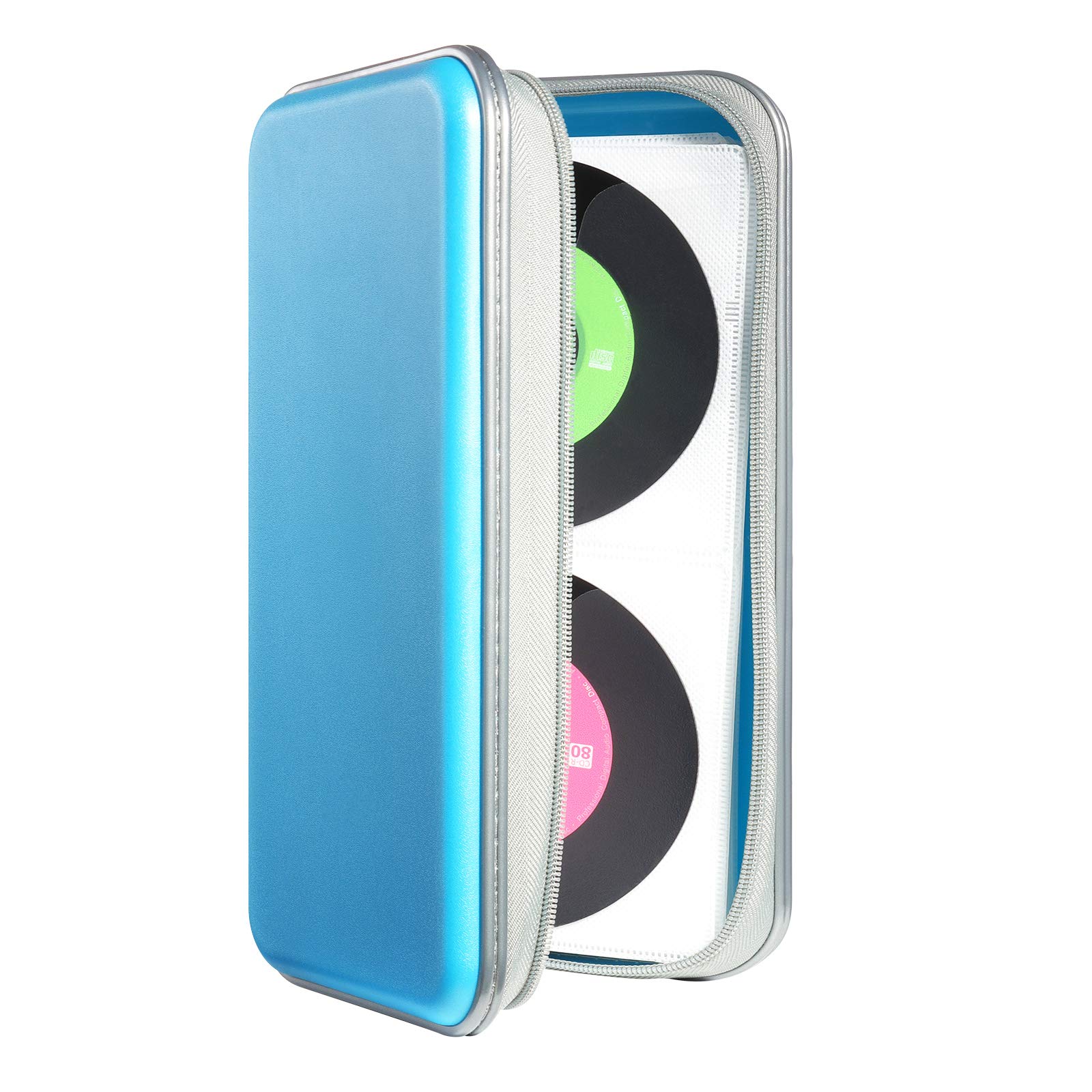 DVSICK 96 Capacity CD/DVD Case Holder - Plastic Car Organizer Wallet, Protective DVD Storage (Skyblue)