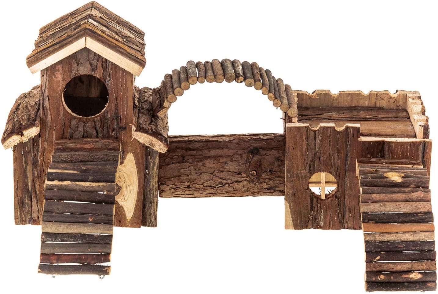 LIVIVO ® Natural Wooden Hamster Mouse Gerbil Playground Rats Pets Toys Play House Tunnel, brown - Image 5