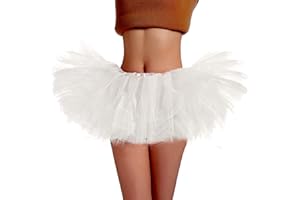 Phantomon Tutu Skirt Women's Teens Classic Elastic 5 Layered Tulle Ballet Skirt, 1950s Vintage Style Short Skirt, Adult Size