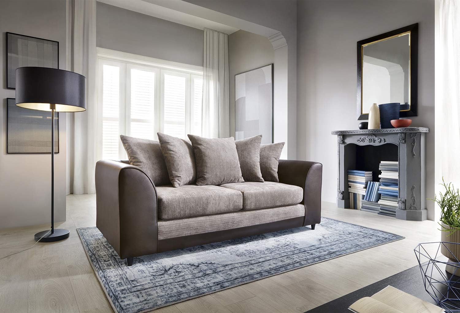 Dylan Abakus Direct Byron Corner Group Sofa Brown and Beige Right or Left (3 Seater)