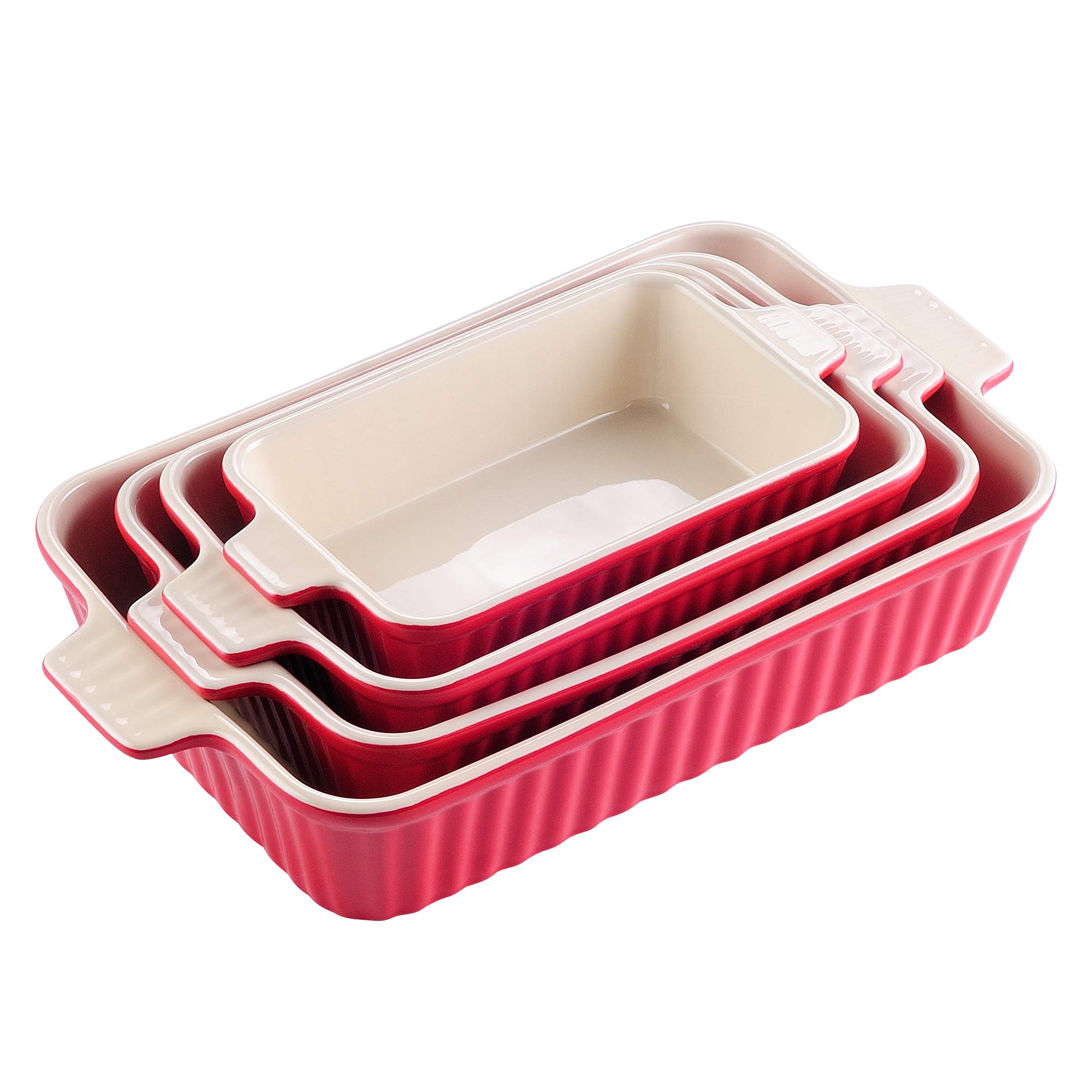 MALACASA Ceramic Baking Dish, Rectangular Bakeware Set Casserole Dish, Oven to Table Baking Pans Roa