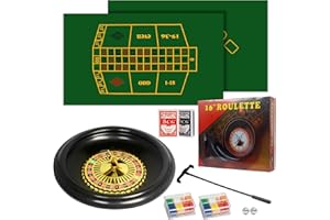 SODFAS Roulette Wheel Game Set Casino Game Set with 120 Chips, 2 Pairs of Poker,Game Double-Edged Table Mat,Roulette Wheel,Ra