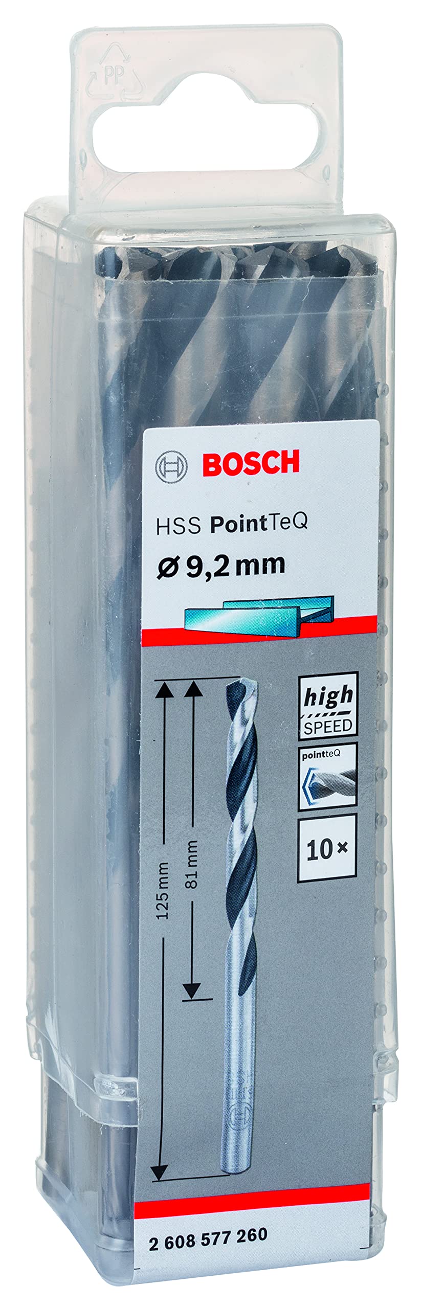 Bosch Professional 10-piece PointTeQ HSS Twist Drill Bit (for Metal, 9.2 x 81 x 125 mm, Drill Driver Accessories)