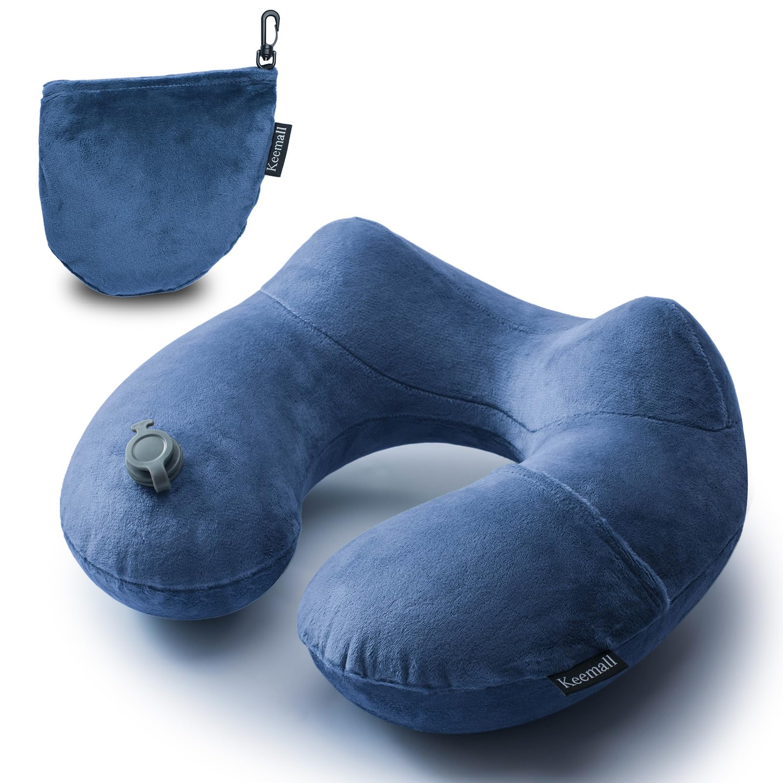 Photo 1 of Keemall Inflatable Neck Pillow Airplane, Comfortable Inflatable Travel Neck Pillows for Airplanes Traveling on Plane, Soft Plush Cover Head Neck Rest Sleeping Long Flight for Car Train Office Home
