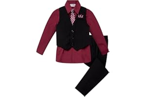 OLIVIA KOO Baby and Big Boy's 4 Piece Pinstripe Vest Suit Set (Size S to 20)