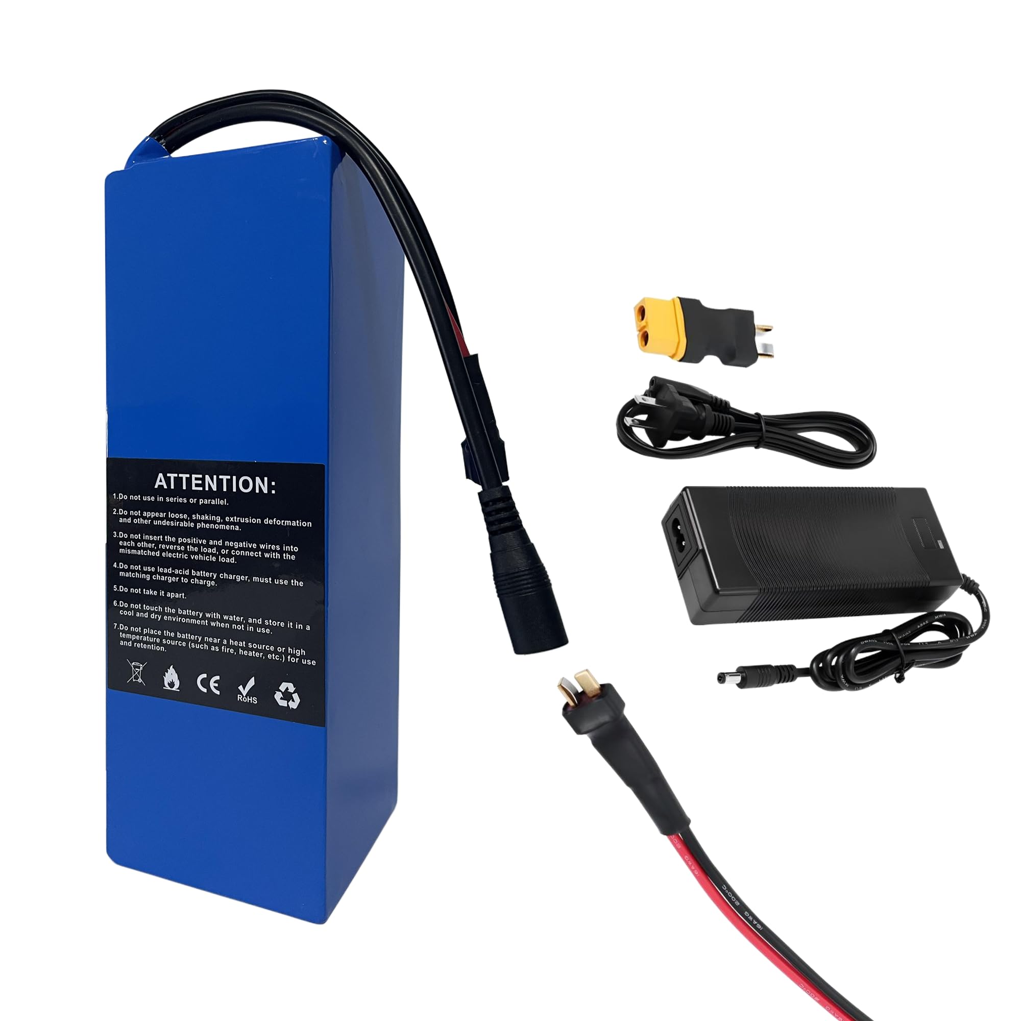 Photo 1 of FoteGlewaBi 8AH 36V Lithium Battery, 36 Volt 8000mAh Rechargeable Lithium-ion Battery with Charger, T-Plug to XT60 Connector, Charging Cable, for 200W -500W