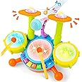 deAO Drum Set for Kids with 2 Drum Sticks and Microphone, Musical Instruments Playset, Birthday Gift for 3+ Years Old Boys and Girls, Toddler Toys