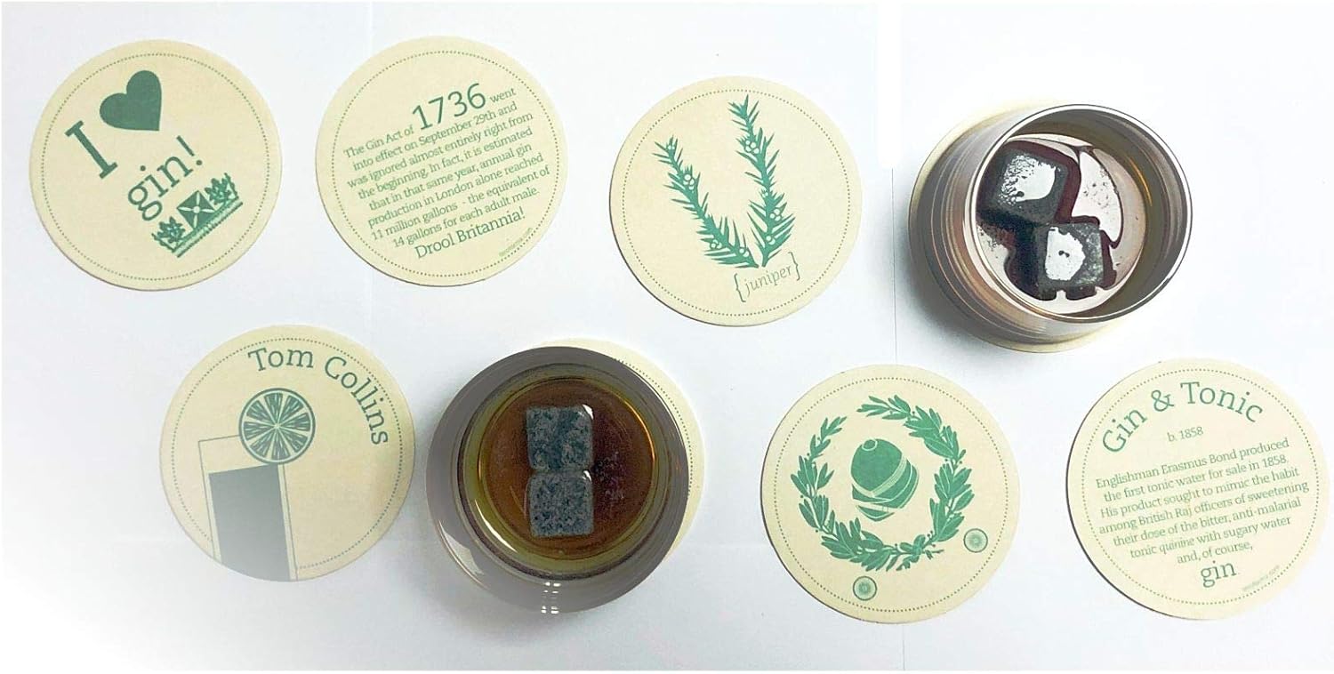 Hot Sale Set Of 12 Coasters Drinks Alcohol Style Place Card Mats Round Cups Coffee Tea I Love Gin Mint Excellent Prices Www Lapaticesse Com