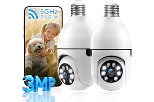 Light Bulb Security Cameras Outdoor, Lightbulb Outdoor Security Camera, 5GHz / 2.4GHz WiFi, Motion Detection and Alarm, Two-W