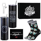 Patelai 5 Pcs Photographer Gift Set for Men Women Funny Camera Lovers Gift with 1 Pcs Stainless Steel Tumbler Socks Keychain Greeting Card with Box for Photo Lovers Camera Encouragement Set