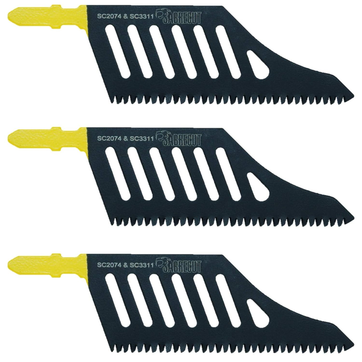 3 x SabreCut JSSC2074_3 T Shank HCS Wood Flush Cutting DT2074 Jigsaw Blades, Black, Yellow - Image 3