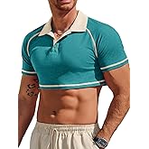 Runcati Mens Sexy Cropped Shirts Unisex Short Sleeve Polo Muscle Fit Undershirt Raglan Hot Tee