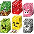SIMIN 18 PCS Pixel Style Theme Paper Bags - Game Theme Goodie Treat Bags,Birthday Party Candy Gift Bags