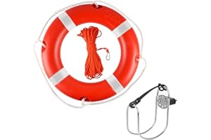 XiangGuanQianYing Life Ring 28" Boat Safety Throw Rings, Orange Life Ring Buoy with Reflective Tape & Grab Lines, Includes 50