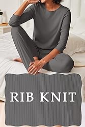 Ekouaer Womens Ribbed Knit Pajama Sets 2 Piece