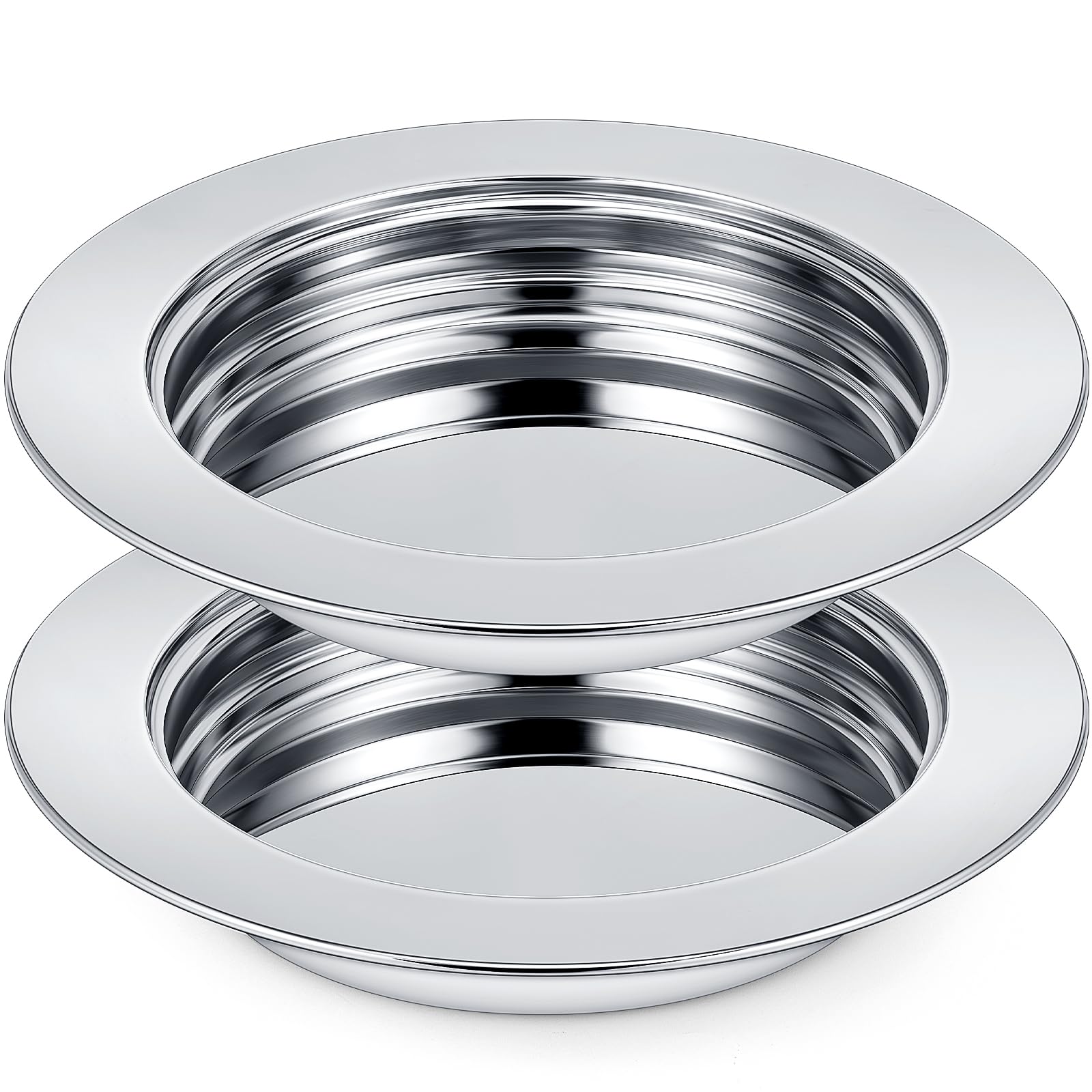 Photo 1 of Zhehao 2 Pcs Communion Plates for Church Communion Bread Tray Plate Church Supplies Set Polished Stainless Steel Tray (Silver)