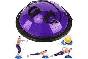 Zeatly Half Balance Ball Trainer, Half Yoga Exercise Ball with Resistance Bands and Foot Pump, Balance Trainer for Stability Training, Strength Exercise Fitness, Home Gym Workout Equipment