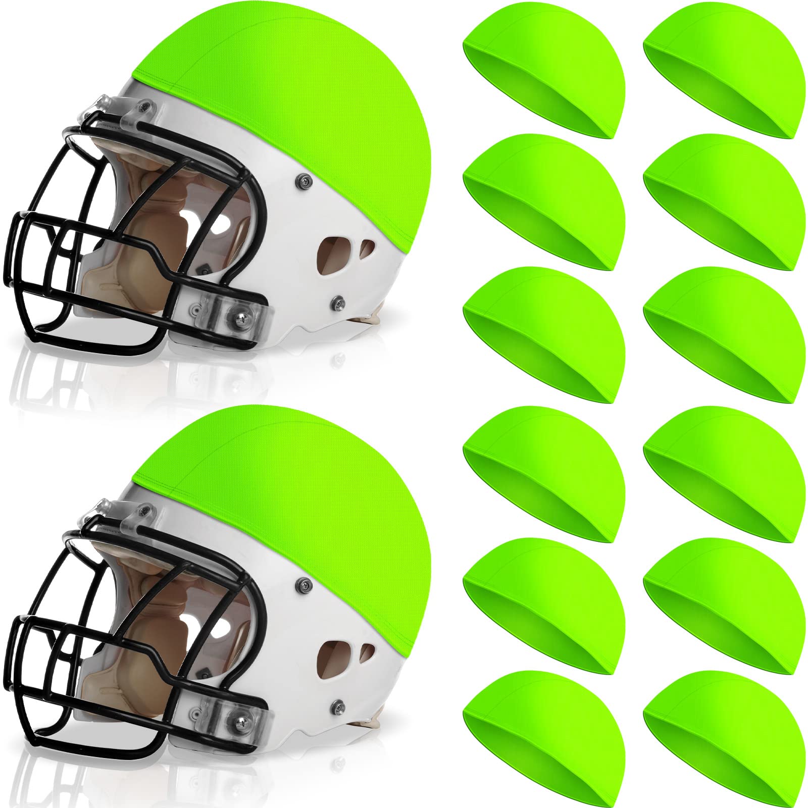 Photo 1 of 12 Pieces Scrimmage Helmet Cover Football Helmet Scrimmage Caps for Youth Football Hockey Lacrosse Adult, 10.24 Inches in Diameter (Green)