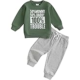 Fernvia Toddler Baby Boy Fall Clothes 2T 3T 4T Letter Print Crew Neck Long Sleeve Sweatshirt Pants 2 Pcs Outfits