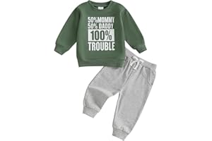 Fernvia Toddler Baby Boy Fall Clothes 2T 3T 4T Letter Print Crew Neck Long Sleeve Sweatshirt Pants 2 Pcs Outfits