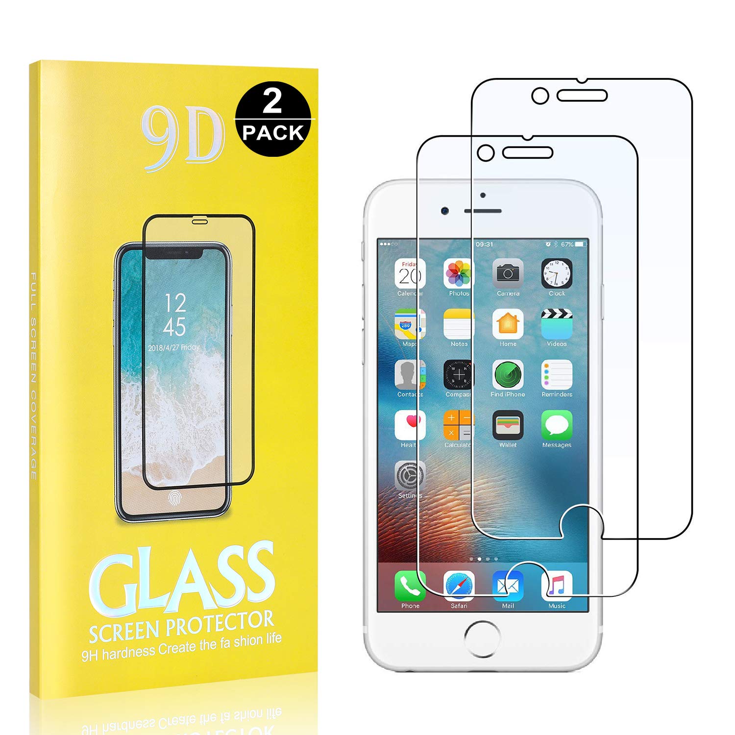 Bear Village HD Screen Protector for iPhone 6 Plus/iPhone 8 Plus/iPhone 7 Plus, Bubble Free, Anti Scratch Tempered Glass Screen Protector Film for iPhone 6 Plus /6s Plus /8 Plus, 2 Pack