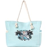 Apxouans Beach Bags for Women Large Waterproof Beach Travel Tote Bags Sandproof Swim Pool Bag Canvas Zipper Big Tote