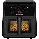 Chefman Air Fryer TurboFry 7-Qt, 6-in-1 High-Powered 450°F Cooking for Crispier Results, Compact Space-Saving Design, Air Fry, Bake, Broil, Reheat, Dehydrate, Defrost, Fast & Even Cooking – Black