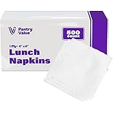 Pantry Value [500 Count] 1-ply White Lunch Napkins - Disposable Absorbent Paper Napkins for Everyday use, Events, Parties