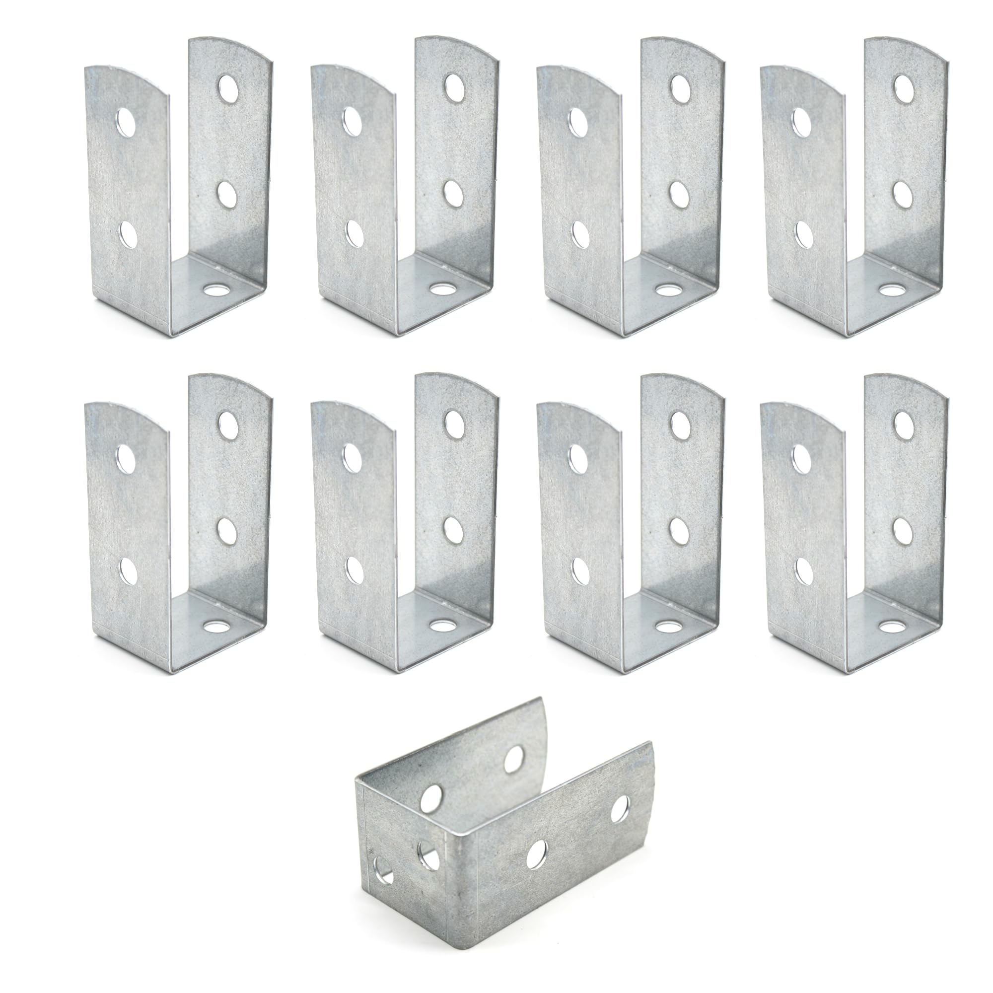 DOJA Barcelona U Post Brackets, Pack of 8, U-Post Holders for Wooden Posts, 51 x 45 100 mm, Thickness 2 Galvanised Zinc, Wood Wall Anchorings, Garden Gazebos, Fence Posts etc. (SOPU51-8)