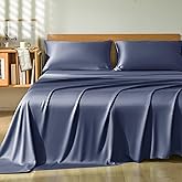 Homiest King Sheet Set 4pcs, 100% Rayon Derived from Bamboo Sheets, Cooling & Breathable Bedding for Hot Sleepers, Soft Luxury Sheets with 16" Deep Pocket, Hotel-Grade Silky Comfort (Granite Blue)