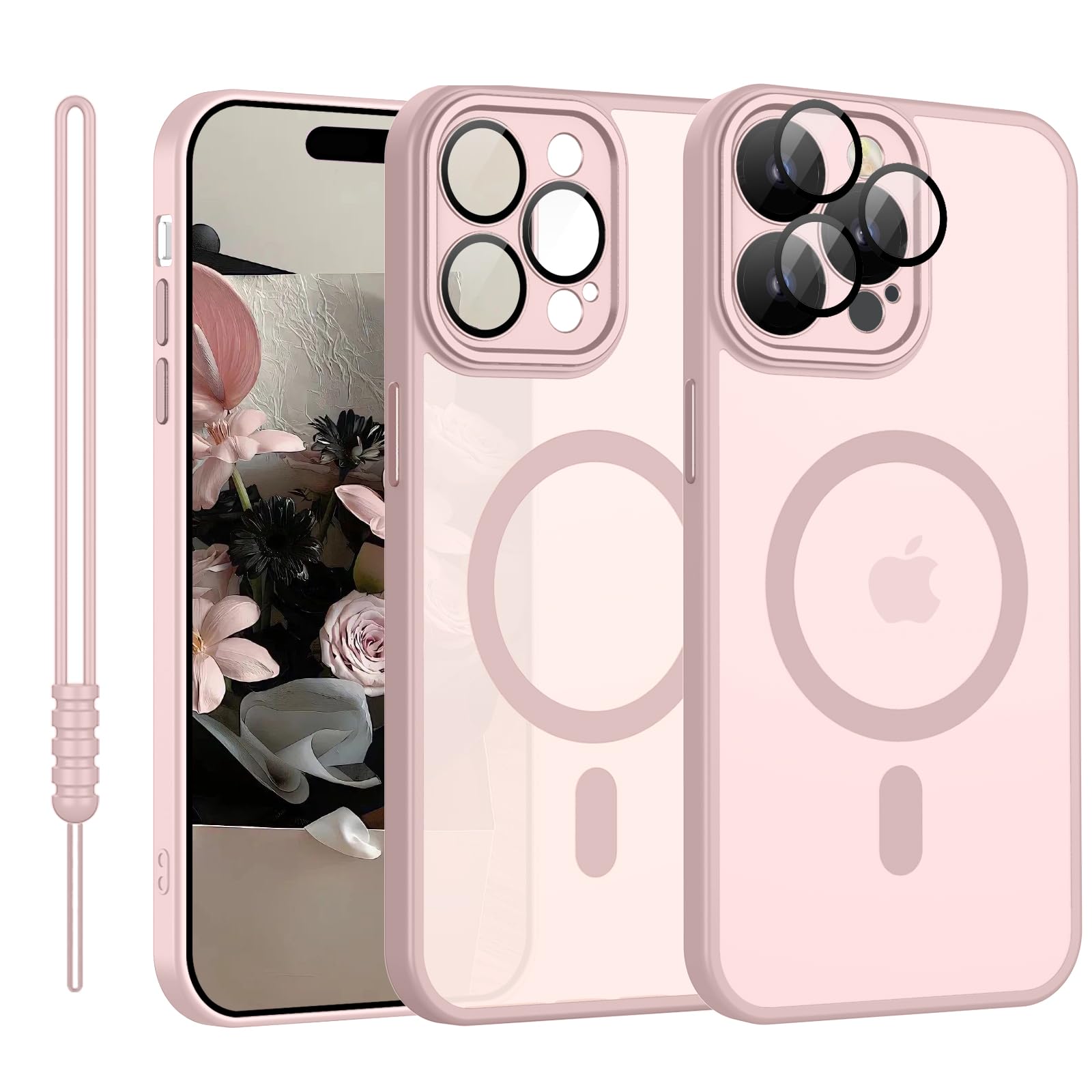 YUANDMI For iPhone 15 Pro Max Case Compatible with MagSafe, Hany Case for iPhone 15 Pro Max Magnetic Thin Matte Touch Non-Slip Scratch-Resistant Protection Shockproof Case Pink