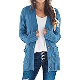 PRETTYGARDEN Women's Open Front Cardigan Sweaters Fall Fashion Button Down Cable Knit Chunky Winter Clothing Outerwear Coats