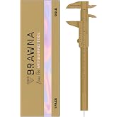 BRAWNA Brow Pro Eyebrow Caliper Ruler for PMU, Gold | Double-Scale Plastic Measuring Tool for Microblading, Brow Mapping, Shaping &amp; Permanent Makeup Artists