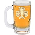 12oz Beer Mug Stein Glass Celtic Clover Shamrock