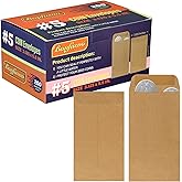 Bonfasvo 200 Pack #5 Kraft coin envelope 3.125 x 5.5 inches Kraft Envelopes Classic Small Parts Envelopes with Self Adhesive Gummed Flap for Coins Cash Credit Cards Seeds