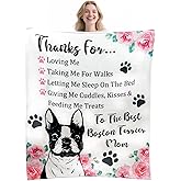 Tian Zhun Boston Terrier Gifts for Women, Thanks Boston Terrier Mom Gifts for Dog Lovers Owners, Soft Warm Blanket Throw 50 x 60 Inch for Christmas Mothers Day Birthday