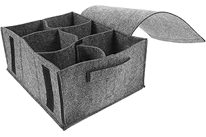 CALLARON Felt Mug Storage Case with Dividers, Camping Mug Organizer Portable Box for Picnic and Kitchen Cup