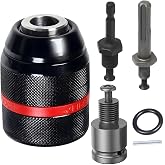 Multi - Function 1.5-13mm Self-Tighten Keyless Drill Chuck with 1/2-20UNF Mount, Complete with 3/8" SDS - Plus Shank, 1/4" Hex Shank &amp; 1/2" Impact Wrench Adapter