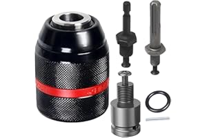 SWAGWERT Multi - Function 1.5-13mm Self-Tighten Keyless Drill Chuck with 1/2-20UNF Mount, Complete with 3/8" SDS - Plus Shank, 1/4" Hex Shank & 1/2" Impact Wrench Adapter