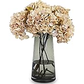 TOPIA Silk Fall Flowers Artificial Silk Dried Hydrangea Artificial Fall Flowers Dried Florals Bouquet Autumn Decorations for Office and Home (6 PCS) (Cream White)